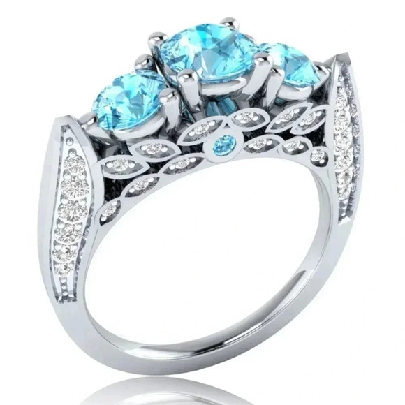 🎀  Retro Stylish 925 Silver 3A Blue CZ Ring for Women, FB16FA1028